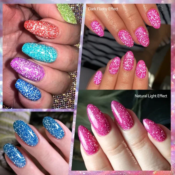 LILYCUTE 7ML Reflective Glitter Gel Nail Polish Bright Sparkling Silver Color Semi-permanent Soak Off Nail Art UV Gel Varnishes - Image 4
