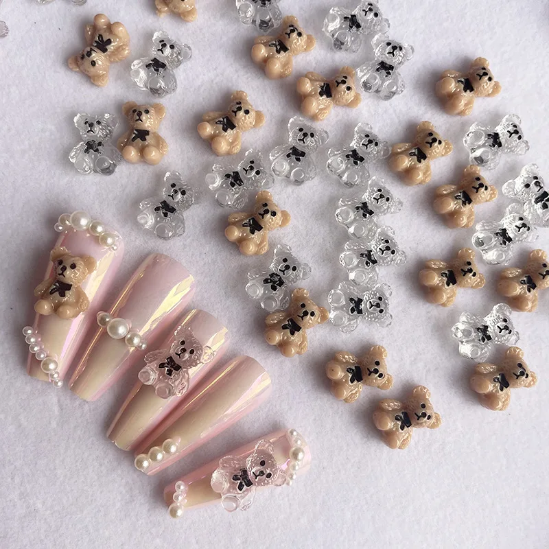 Nail Art Cute Bear Jewelry Metal Frosted Three-Dimensional Candy 3D Cartoon Crown Bear White Cute Nail Charms 네일파츠 Nail Art Cute Bear Jewelry Metal Frosted Three-Dimensional Candy 3D Cartoon Crown Bear White Cute Nail Charms 네일파츠
