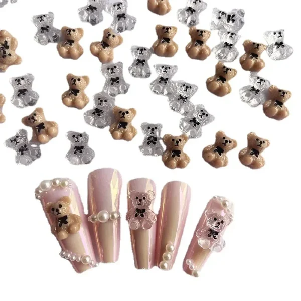 Nail Art Cute Bear Jewelry Metal Frosted Three-Dimensional Candy 3D Cartoon Crown Bear White Cute Nail Charms 네일파츠 - Image 6