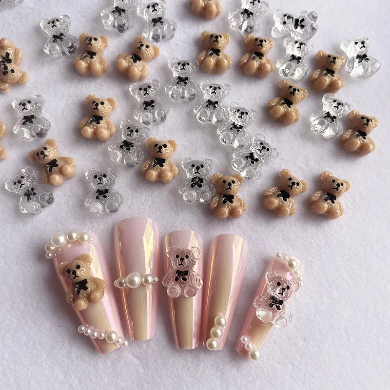 Nail Art Cute Bear Jewelry Metal Frosted Three-Dimensional Candy 3D Cartoon Crown Bear White Cute Nail Charms 네일파츠 Nail Art Cute Bear Jewelry Metal Frosted Three-Dimensional Candy 3D Cartoon Crown Bear White Cute Nail Charms 네일파츠