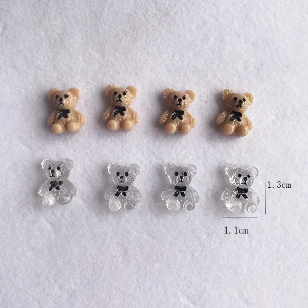 Nail Art Cute Bear Jewelry Metal Frosted Three-Dimensional Candy 3D Cartoon Crown Bear White Cute Nail Charms 네일파츠 - Image 5