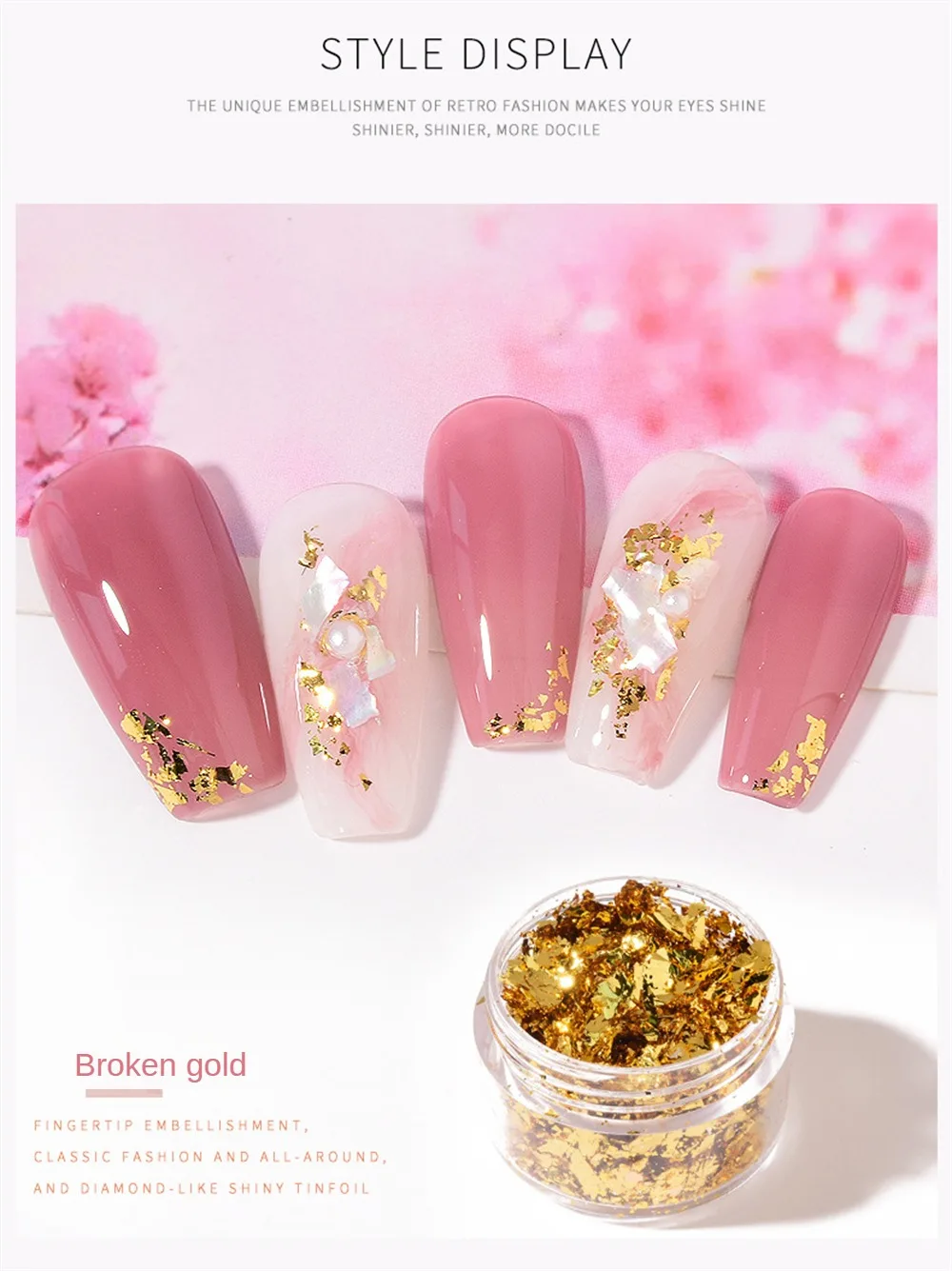 Box Laser Gold Silver Irregular Aluminum Foil Paper Nail Art Sticker Glitter Manicure UV Gel Polish Nails Decoration Tools