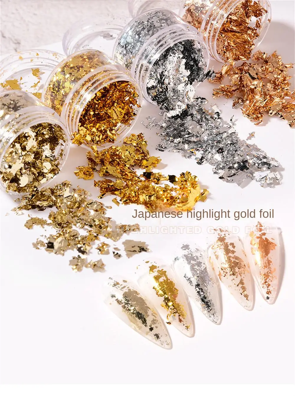 Box Laser Gold Silver Irregular Aluminum Foil Paper Nail Art Sticker Glitter Manicure UV Gel Polish Nails Decoration Tools