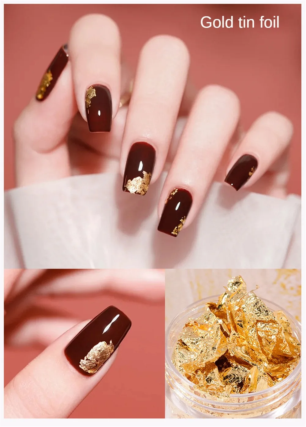 Box Laser Gold Silver Irregular Aluminum Foil Paper Nail Art Sticker Glitter Manicure UV Gel Polish Nails Decoration Tools