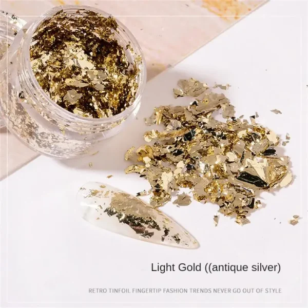 Box Laser Gold Silver Irregular Aluminum Foil Paper Nail Art Sticker Glitter Manicure UV Gel Polish Nails Decoration Tools - Image 3