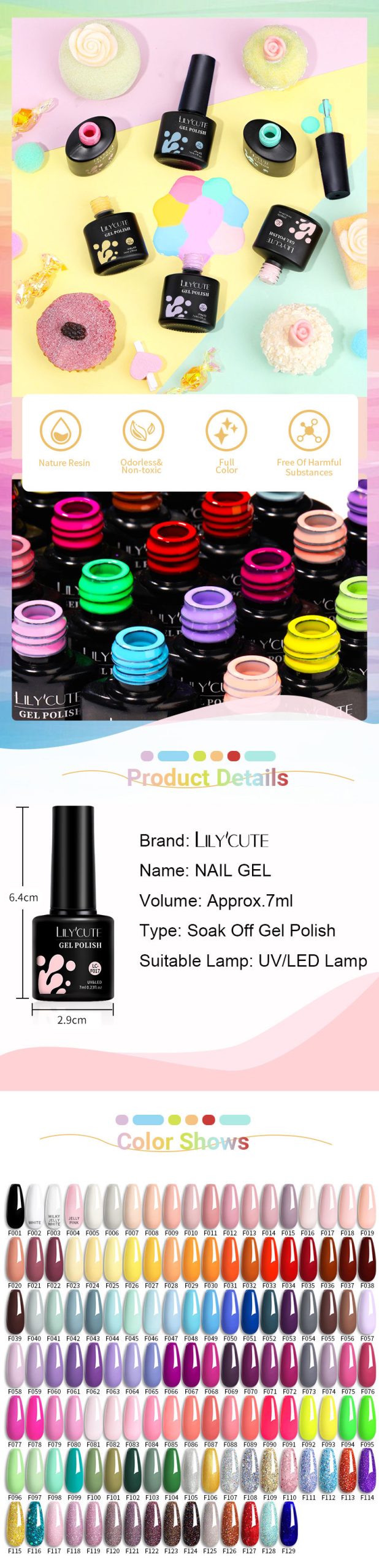 LILYCUTE Green Fluorescent Matte Color Gel Nail Polish 7ml Neon Purple Red Soak Off Gel Varnish For Nails Design UV Nail Art Gel