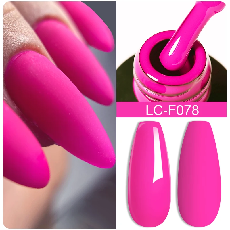 LILYCUTE Green Fluorescent Matte Color Gel Nail Polish 7ml Neon Purple Red Soak Off Gel Varnish For Nails Design UV Nail Art Gel