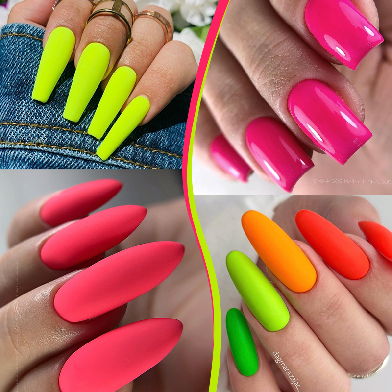 LILYCUTE Green Fluorescent Matte Color Gel Nail Polish 7ml Neon Purple Red Soak Off Gel Varnish For Nails Design UV Nail Art Gel