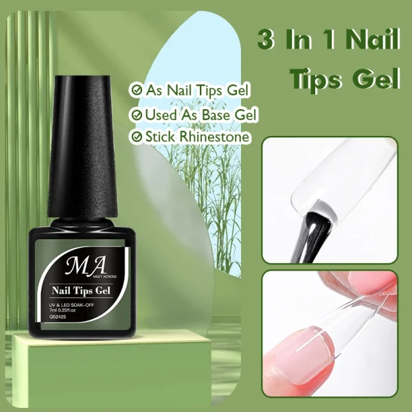 MEET ACROSS 7ml Nail Tips Gel Glue 3 IN 1 Function Clear Fake Nail Fast Extension Nails Art Transparent Soak Off UV Manicure - Image 5