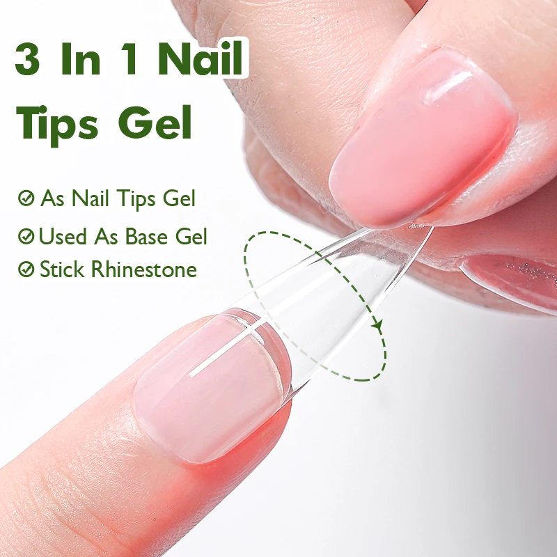 MEET ACROSS 7ml Nail Tips Gel Glue 3 IN 1 Function Clear Fake Nail Fast Extension Nails Art Transparent Soak Off UV Manicure
