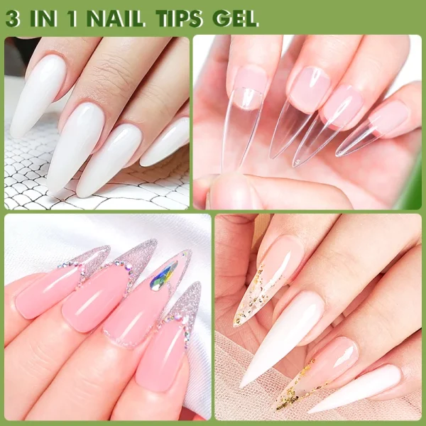 MEET ACROSS 7ml Nail Tips Gel Glue 3 IN 1 Function Clear Fake Nail Fast Extension Nails Art Transparent Soak Off UV Manicure - Image 4