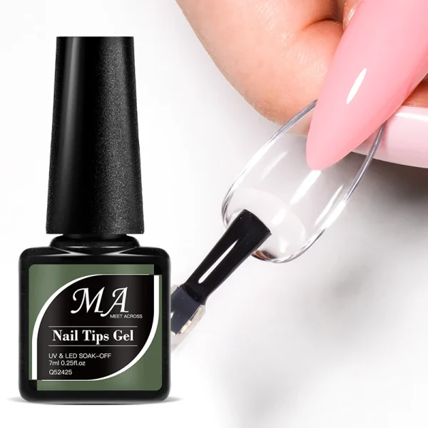 MEET ACROSS 7ml Nail Tips Gel Glue 3 IN 1 Function Clear Fake Nail Fast Extension Nails Art Transparent Soak Off UV Manicure