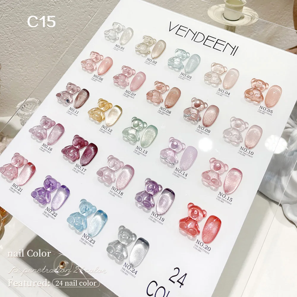 Vendeeni 24 Colors/Set Transparent Broken Diamond Glitter Cat Eye Gel Nail Polish Soak Off UV LED Magnetic Nail Art Gel Varnish Vendeeni 24 Colors/Set Transparent Broken Diamond Glitter Cat Eye Gel Nail Polish Soak Off UV LED Magnetic Nail Art Gel Varnish