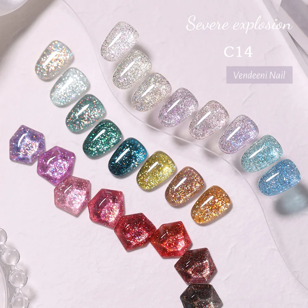 Vendeeni 24 Colors/Set Transparent Broken Diamond Glitter Cat Eye Gel Nail Polish Soak Off UV LED Magnetic Nail Art Gel Varnish Vendeeni 24 Colors/Set Transparent Broken Diamond Glitter Cat Eye Gel Nail Polish Soak Off UV LED Magnetic Nail Art Gel Varnish