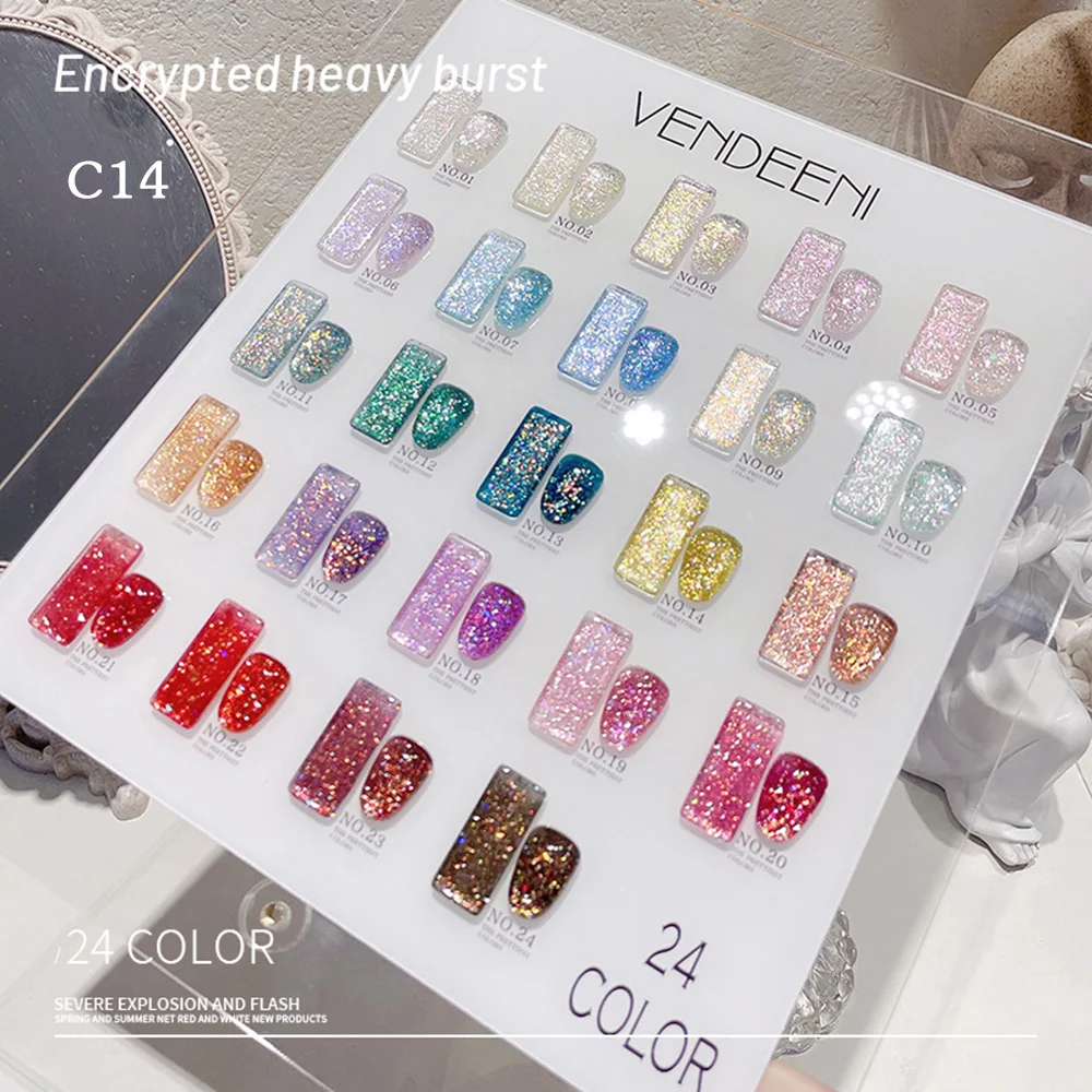 Vendeeni 24 Colors/Set Transparent Broken Diamond Glitter Cat Eye Gel Nail Polish Soak Off UV LED Magnetic Nail Art Gel Varnish Vendeeni 24 Colors/Set Transparent Broken Diamond Glitter Cat Eye Gel Nail Polish Soak Off UV LED Magnetic Nail Art Gel Varnish