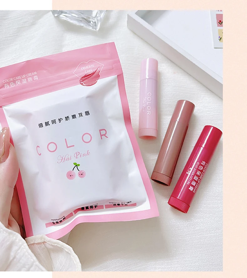 Lipstick Cute Red Tint Makeup Care Cosmetics Colored Lip Balm Lipstick Moisturizing Fade Lip Line Anti-drying Lip Makeup Set
