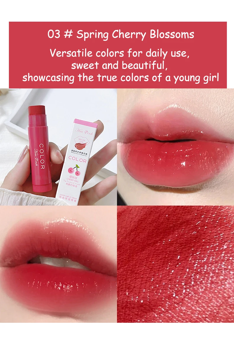 Lipstick Cute Red Tint Makeup Care Cosmetics Colored Lip Balm Lipstick Moisturizing Fade Lip Line Anti-drying Lip Makeup Set