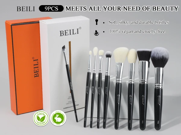 BEILI 6 Pcs Black Makeup Brushes Set Soft Synthetic Foundation Loose Powder Eyeshadow Detail Brush Hair Blush Brush Beauty Tool BEILI 6 Pcs Black Makeup Brushes Set Soft Synthetic Foundation Loose Powder Eyeshadow Detail Brush Hair Blush Brush Beauty Tool
