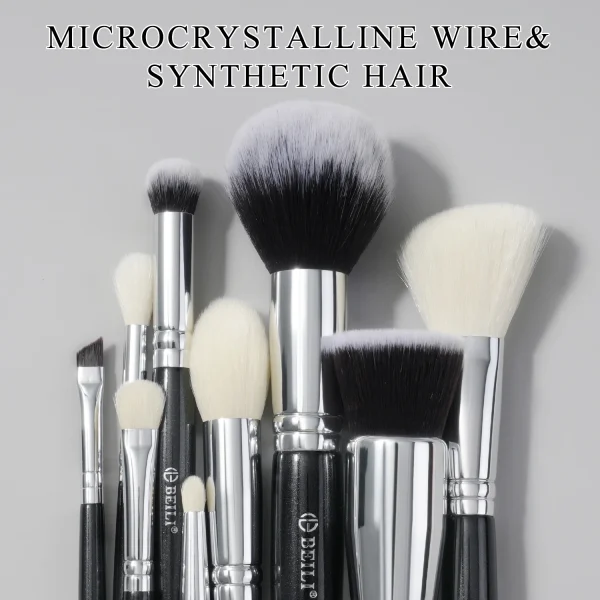 BEILI 6 Pcs Black Makeup Brushes Set Soft Synthetic Foundation Loose Powder Eyeshadow Detail Brush Hair Blush Brush Beauty Tool - Image 2