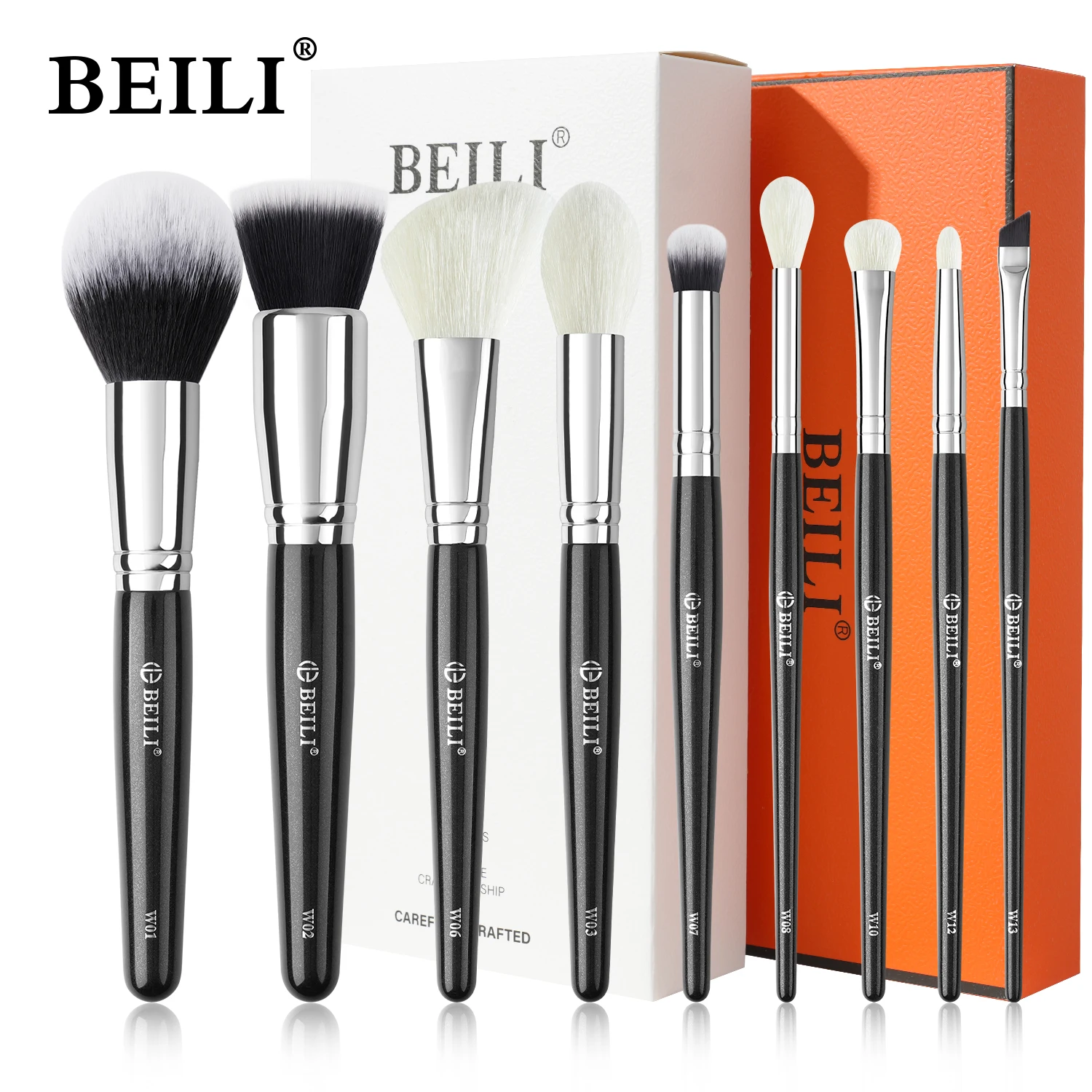 BEILI 6 Pcs Black Makeup Brushes Set Soft Synthetic Foundation Loose Powder Eyeshadow Detail Brush Hair Blush Brush Beauty Tool BEILI 6 Pcs Black Makeup Brushes Set Soft Synthetic Foundation Loose Powder Eyeshadow Detail Brush Hair Blush Brush Beauty Tool