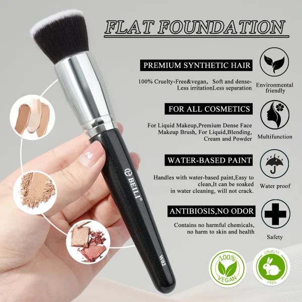 BEILI 6 Pcs Black Makeup Brushes Set Soft Synthetic Foundation Loose Powder Eyeshadow Detail Brush Hair Blush Brush Beauty Tool - Image 5