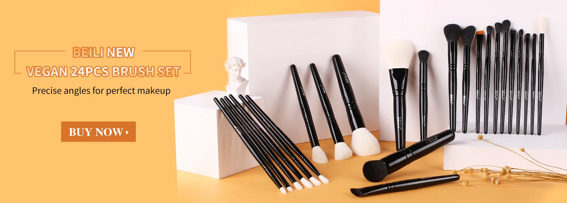 BEILI White Golden Makeup Brushes Set Professional Goat Hair Foundation Contour Bronzer Blush Kakubi Beauty brochas maquillaje