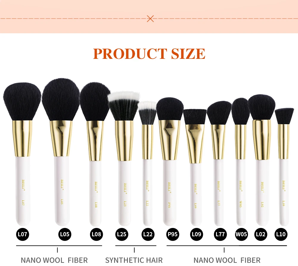 BEILI White Golden Makeup Brushes Set Professional Goat Hair Foundation Contour Bronzer Blush Kakubi Beauty brochas maquillaje BEILI White Golden Makeup Brushes Set Professional Goat Hair Foundation Contour Bronzer Blush Kakubi Beauty brochas maquillaje