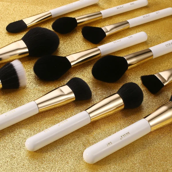 BEILI White Golden Makeup Brushes Set Professional Goat Hair Foundation Contour Bronzer Blush Kakubi Beauty brochas maquillaje - Image 2
