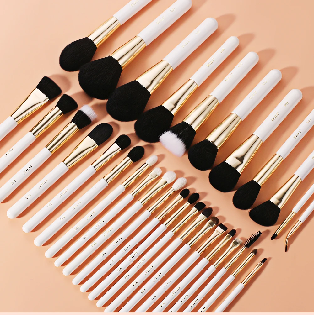 BEILI White Golden Makeup Brushes Set Professional Goat Hair Foundation Contour Bronzer Blush Kakubi Beauty brochas maquillaje BEILI White Golden Makeup Brushes Set Professional Goat Hair Foundation Contour Bronzer Blush Kakubi Beauty brochas maquillaje