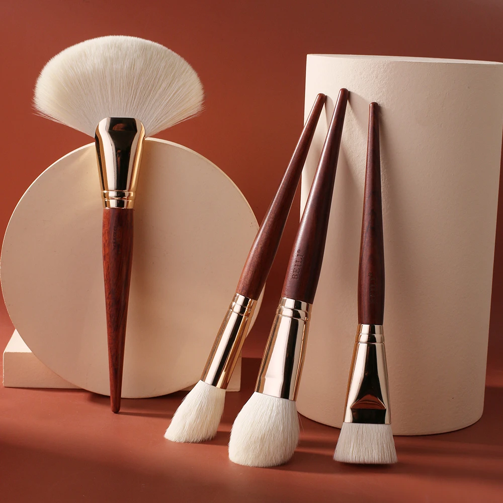 BEILI White Golden Makeup Brushes Set Professional Goat Hair Foundation Contour Bronzer Blush Kakubi Beauty brochas maquillaje
