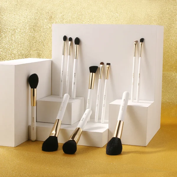 BEILI White Golden Makeup Brushes Set Professional Goat Hair Foundation Contour Bronzer Blush Kakubi Beauty brochas maquillaje - Image 6