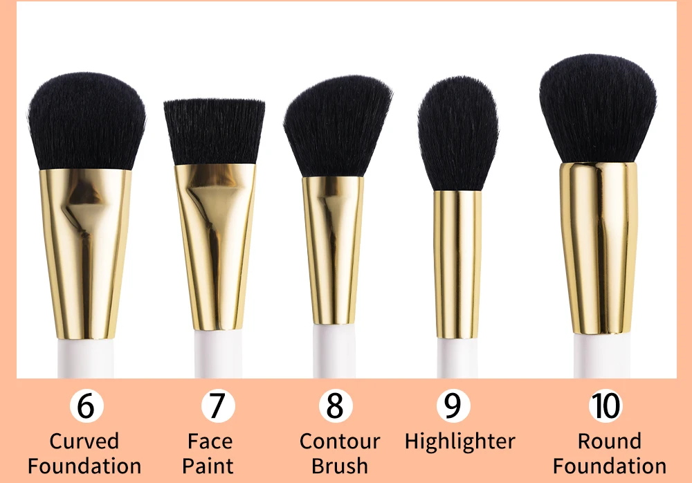 BEILI White Golden Makeup Brushes Set Professional Goat Hair Foundation Contour Bronzer Blush Kakubi Beauty brochas maquillaje BEILI White Golden Makeup Brushes Set Professional Goat Hair Foundation Contour Bronzer Blush Kakubi Beauty brochas maquillaje