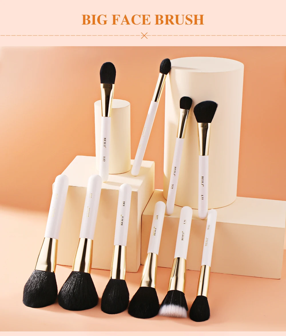 BEILI White Golden Makeup Brushes Set Professional Goat Hair Foundation Contour Bronzer Blush Kakubi Beauty brochas maquillaje BEILI White Golden Makeup Brushes Set Professional Goat Hair Foundation Contour Bronzer Blush Kakubi Beauty brochas maquillaje