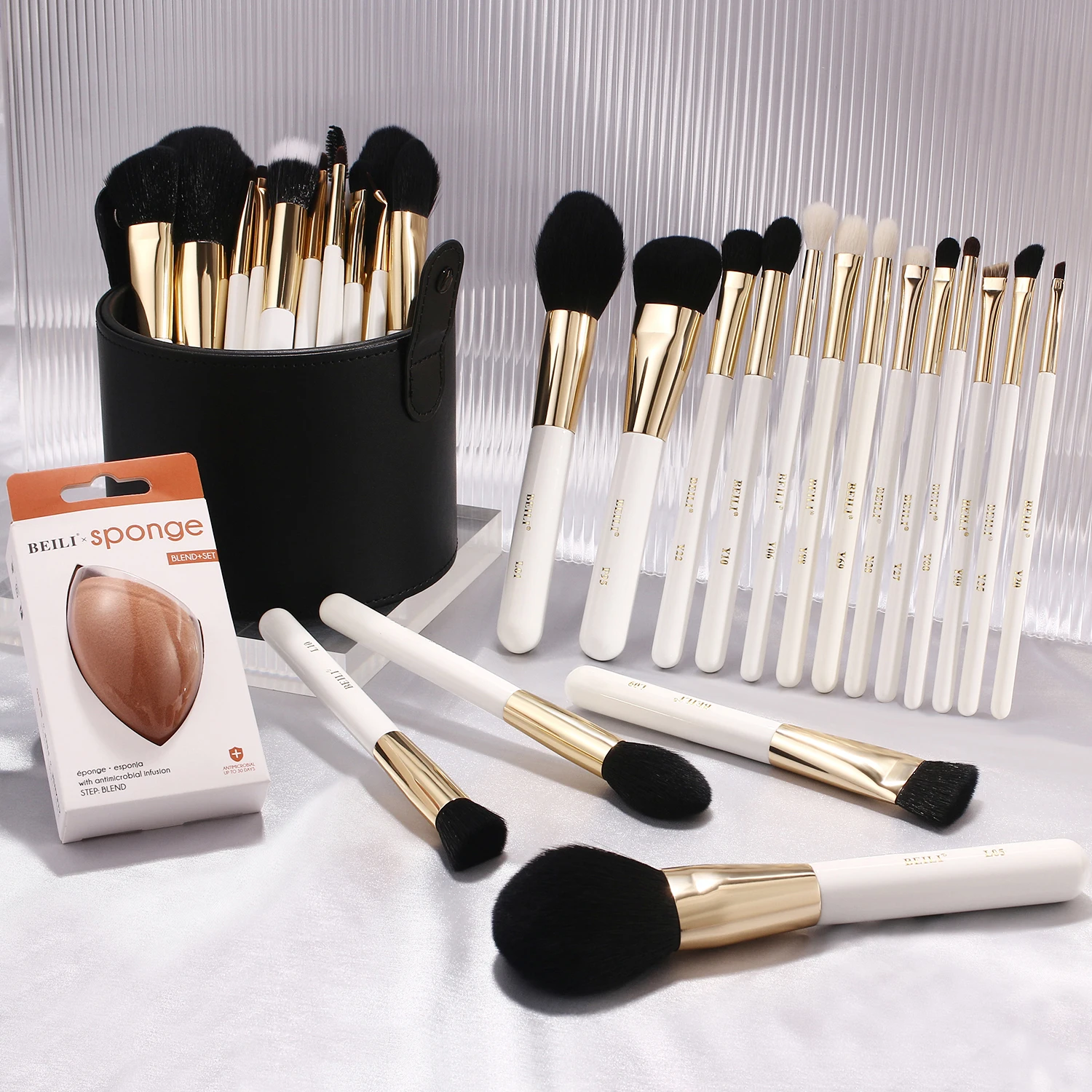 BEILI White Golden Makeup Brushes Set Professional Goat Hair Foundation Contour Bronzer Blush Kakubi Beauty brochas maquillaje BEILI White Golden Makeup Brushes Set Professional Goat Hair Foundation Contour Bronzer Blush Kakubi Beauty brochas maquillaje