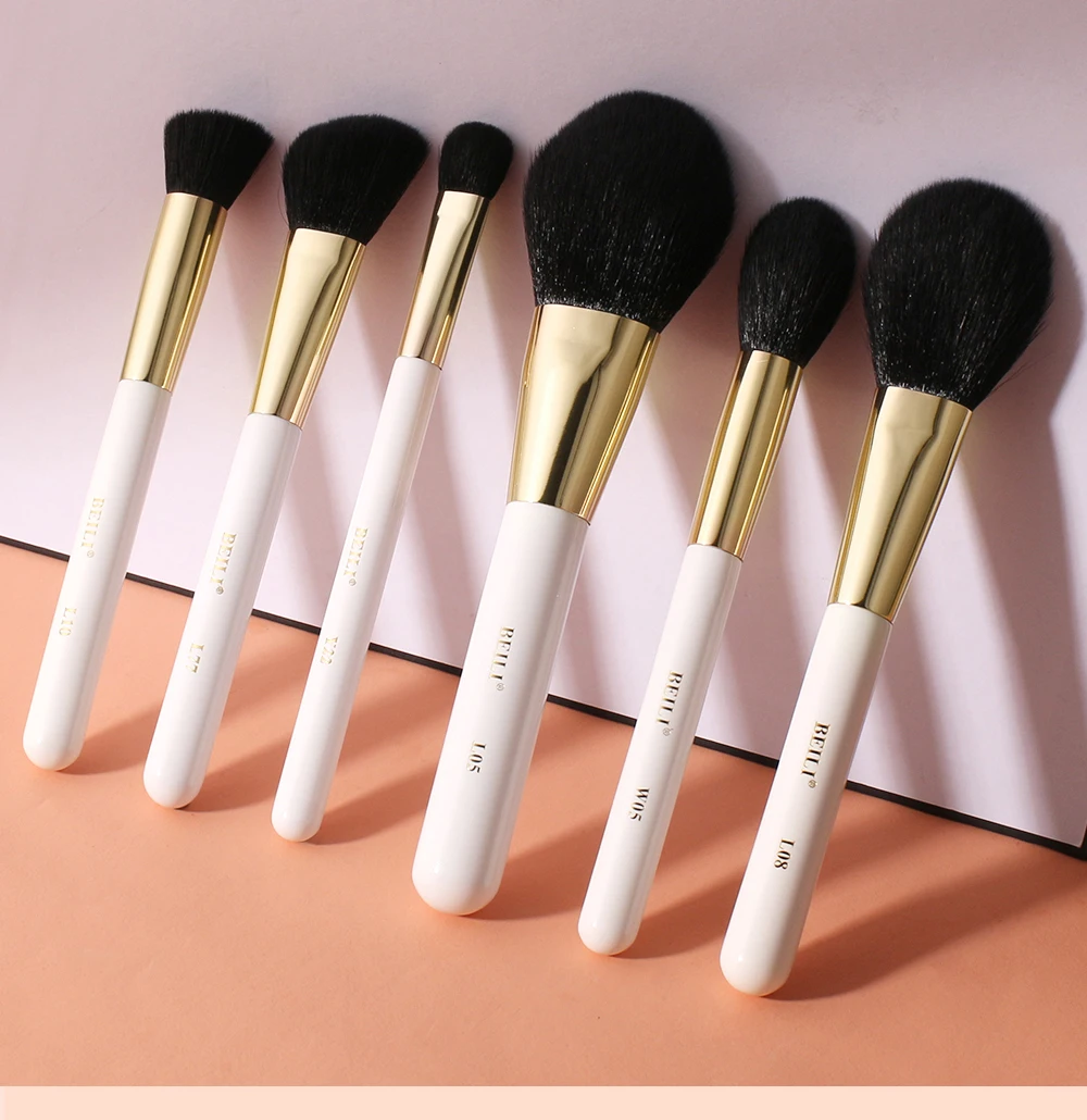 BEILI White Golden Makeup Brushes Set Professional Goat Hair Foundation Contour Bronzer Blush Kakubi Beauty brochas maquillaje BEILI White Golden Makeup Brushes Set Professional Goat Hair Foundation Contour Bronzer Blush Kakubi Beauty brochas maquillaje