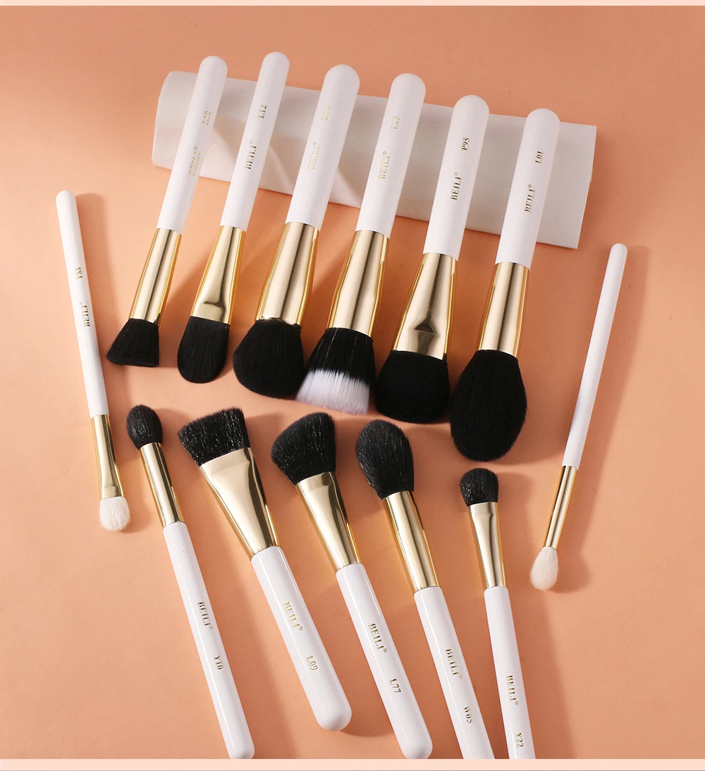 BEILI White Golden Makeup Brushes Set Professional Goat Hair Foundation Contour Bronzer Blush Kakubi Beauty brochas maquillaje BEILI White Golden Makeup Brushes Set Professional Goat Hair Foundation Contour Bronzer Blush Kakubi Beauty brochas maquillaje