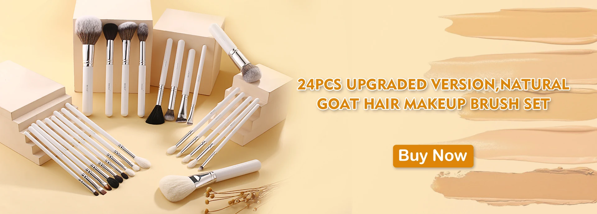 BEILI White Golden Makeup Brushes Set Professional Goat Hair Foundation Contour Bronzer Blush Kakubi Beauty brochas maquillaje