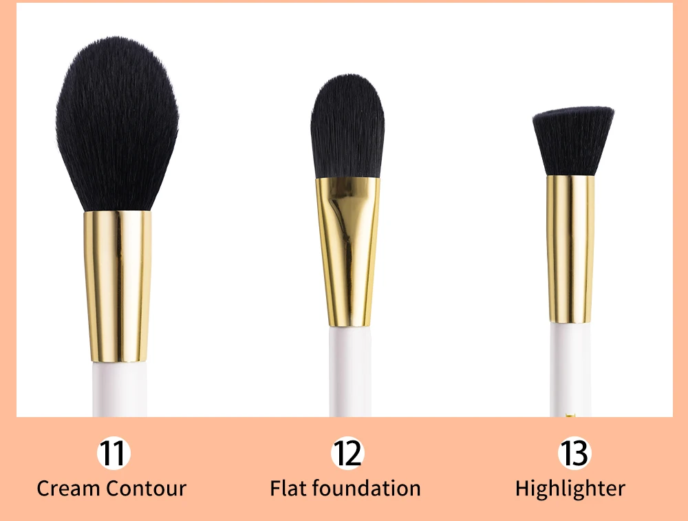 BEILI White Golden Makeup Brushes Set Professional Goat Hair Foundation Contour Bronzer Blush Kakubi Beauty brochas maquillaje BEILI White Golden Makeup Brushes Set Professional Goat Hair Foundation Contour Bronzer Blush Kakubi Beauty brochas maquillaje