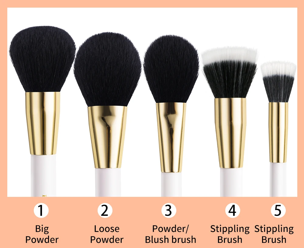 BEILI White Golden Makeup Brushes Set Professional Goat Hair Foundation Contour Bronzer Blush Kakubi Beauty brochas maquillaje BEILI White Golden Makeup Brushes Set Professional Goat Hair Foundation Contour Bronzer Blush Kakubi Beauty brochas maquillaje