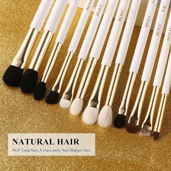 BEILI White Golden Makeup Brushes Set Professional Goat Hair Foundation Contour Bronzer Blush Kakubi Beauty brochas maquillaje - Image 4