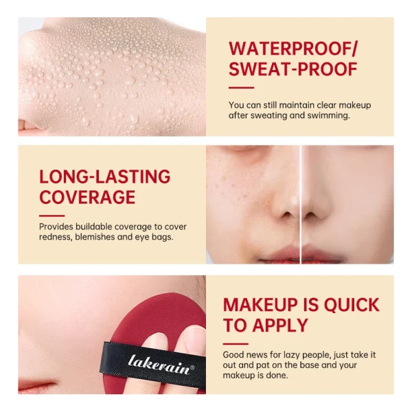 Sun protectio Air Cushion Foundation 9 Colors CC Cream Concealer Whitening Makeup Waterproof Cosmetics Brighten Face Base Tone - Image 3