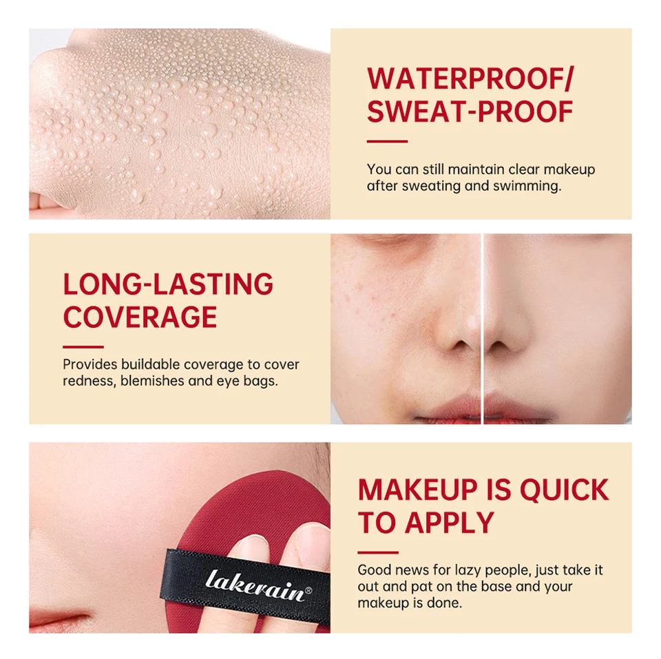 Sun protectio Air Cushion Foundation 9 Colors CC Cream Concealer Whitening Makeup Waterproof Cosmetics Brighten Face Base Tone