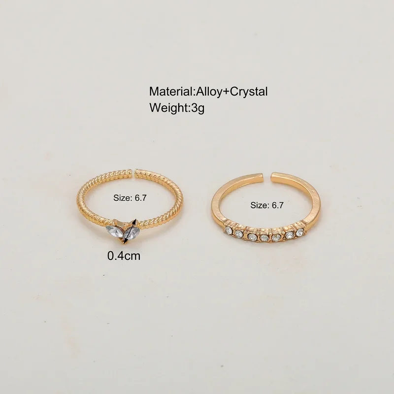 2pcs/set Gold Color Heart Zircon Rings Set for Women Girls Adjustable Minimalism Luxury Twist Ring Fashion Jewelry Wedding Gifts 2pcs/set Gold Color Heart Zircon Rings Set for Women Girls Adjustable Minimalism Luxury Twist Ring Fashion Jewelry Wedding Gifts