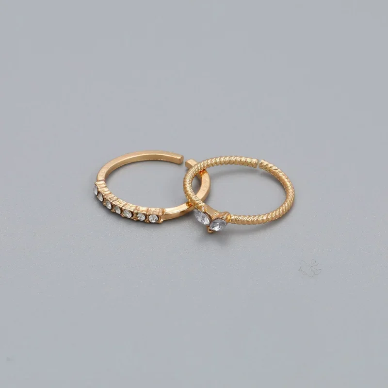 2pcs/set Gold Color Heart Zircon Rings Set for Women Girls Adjustable Minimalism Luxury Twist Ring Fashion Jewelry Wedding Gifts 2pcs/set Gold Color Heart Zircon Rings Set for Women Girls Adjustable Minimalism Luxury Twist Ring Fashion Jewelry Wedding Gifts
