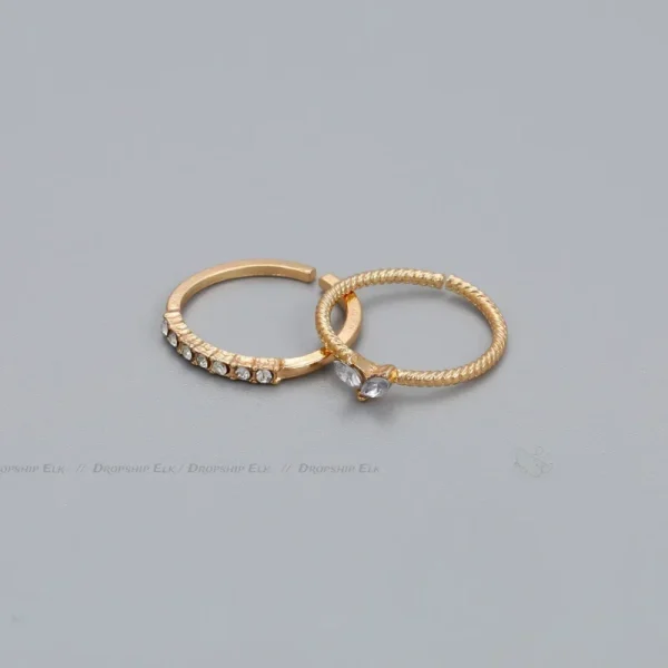 2pcs/set Gold Color Heart Zircon Rings Set for Women Girls Adjustable Minimalism Luxury Twist Ring Fashion Jewelry Wedding Gifts - Image 5