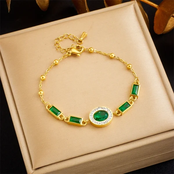 XIYANIKE 316L Stainless Steel Gold Color Five Leaf Flower Charm Bracelet For Women 2023 New Luxury Zircon Clover Bangle Jewelry - Image 6