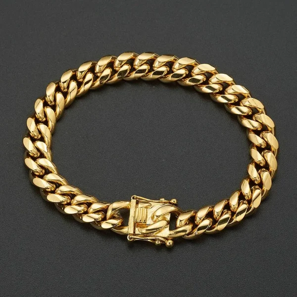 Gold Color/Rose Gold Stainless Steel Curb Cuban Link Chain Bracelet Bangle Jewelry 7-11inch for Men Women 8/10/12/14/16/18mm - Image 5