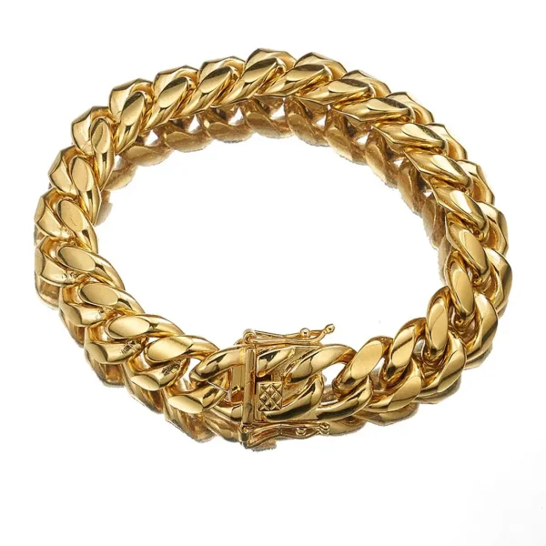 Gold Color/Rose Gold Stainless Steel Curb Cuban Link Chain Bracelet Bangle Jewelry 7-11inch for Men Women 8/10/12/14/16/18mm - Image 2