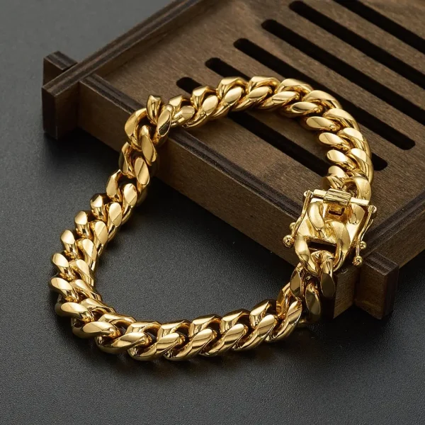 Gold Color/Rose Gold Stainless Steel Curb Cuban Link Chain Bracelet Bangle Jewelry 7-11inch for Men Women 8/10/12/14/16/18mm - Image 6