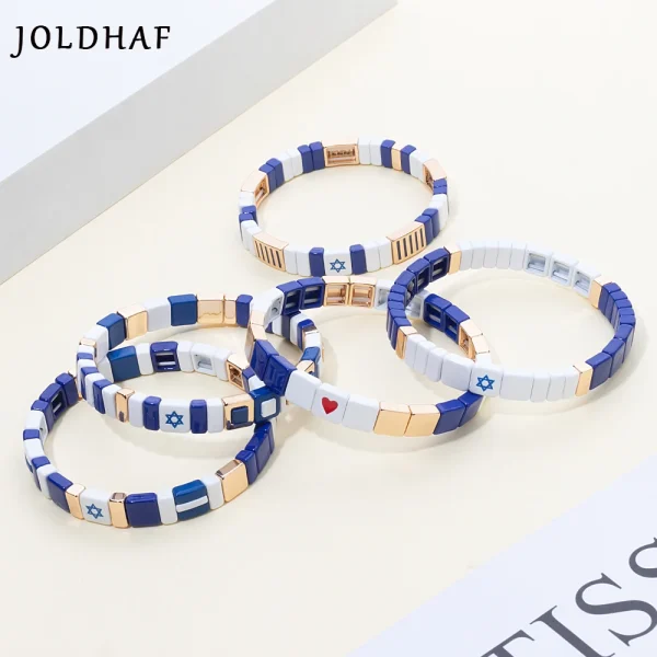 2024 New Design Nation Bracelet For Patriot Bracelet Handmade White and Blue Beaded Bangle For Women Boho Jewelry Star Charm Jew - Image 2